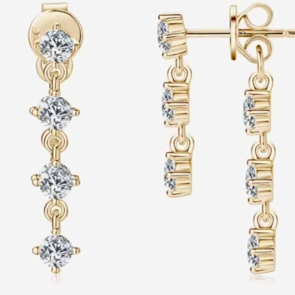 New GRA Certified Moissanite Diamond Earrings, 14k gold​